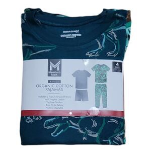Member's Mark Boys 4-Piece Soft Organic Cotton Pajama - Dino/Money